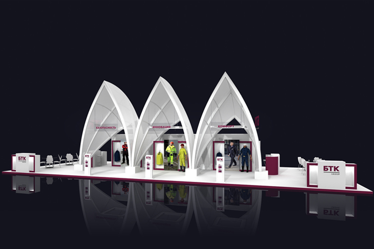 Дизайн - проект выставочного стенда «БТК Групп» для «БиОТ» 2014